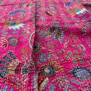 Trapunta Kantha indiana Copriletto Kantha fatto a mano Copriletto Kantha indiano Coperta in cotone Gudari Kantha Trapunta indiana king size immagine 6