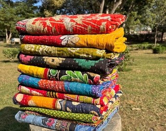 Antique Home Decor Cotton Kantha Quilt Wholesale Lot Free Shipping Twin Kantha Throw Blanket Bedspread Bohemian Vintage Indian Bedspread