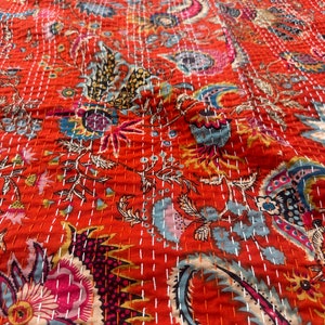 Trapunta Kantha indiana Copriletto Kantha fatto a mano Copriletto Kantha indiano Coperta in cotone Gudari Kantha Trapunta indiana king size immagine 10