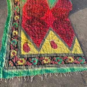 Indian Kantha cotton Scarf Handmade Vintage Cotton Stole Hand-stitched Women Neck Wrap Style Scraves Approx 18X72 &quot;