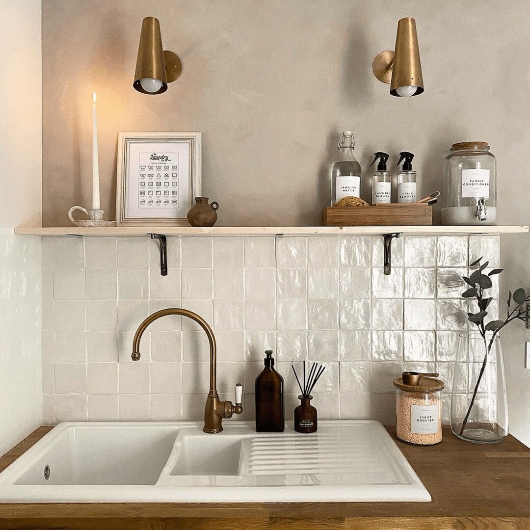 Full Tile Pattern: Zellige Square Oyster Moroccan Handmade Style 10cm X ...