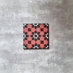 Full Tile Pattern: Madir Rosso Non Slip Moroccan Patterned Porcelain Wall & Floor Tile Cement Tiles