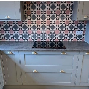 Full Tile Pattern: Richmond Pink, Anti Slip, Moroccan Victorian Patterned Porcelain Wall & Floor Tile Cement Tiles image 3