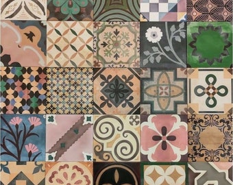 Modèle de carrelage complet : Carreaux de mur et de sol en porcelaine à motifs marocains antidérapants Caba Patchwork