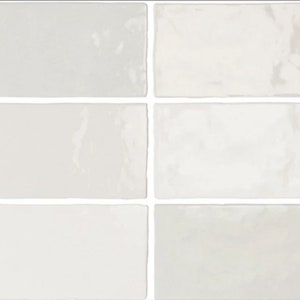 Patrón de azulejo completo: Blanco celular estilo marroquí hecho a mano 6,5 cm x 20 cm