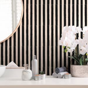 Full Tile Patroon: Pinstripes Black Anti-slip Moroccan Patterned Porcelain Wand en vloertegels afbeelding 5