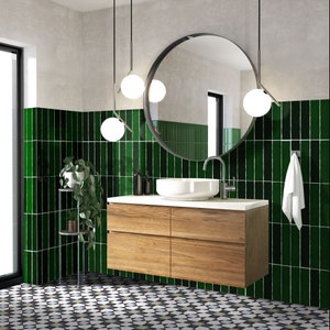 Full Tile Pattern: Vincia Dublin Victorian Green Moroccan Patterned Ceramic Cement Tiles Wall Tiles