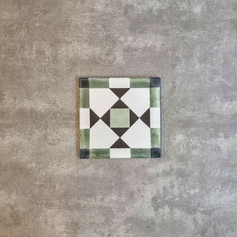 Complete Tile Pattern: Ravella Verde Non-Slip Moroccan Patterned Porcelain Wall and Floor Tiles Cement Tiles image 1