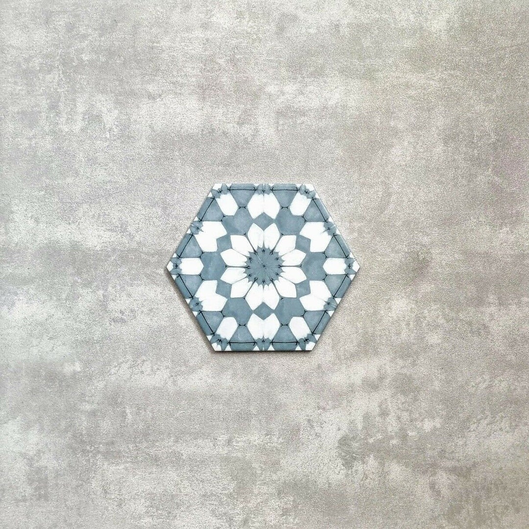 Complete Tile Pattern: Medina Clay Blue, Non-slip Moroccan Patterned ...
