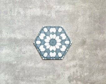 Motif de carrelage complet: Medina Clay Blue, carreaux de mur et de sol en porcelaine marocaine antidérapants