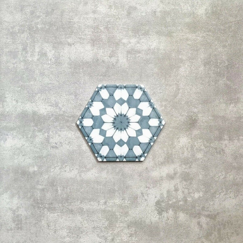 Vollständiges Fliesenmuster: Medina Clay Blue, Rutschfeste marokkanisch gemusterte Wand und Bodenfliesen aus Porzellan Zementfliesen zdjęcie 1