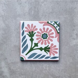 Vollständiges Fliesenmuster:Jardin Rosa MINI 15cm x 15cm, Rutschfeste marokkanisch gemusterte Porzellan-Wand und Bodenfliesen Zementfliesen zdjęcie 3