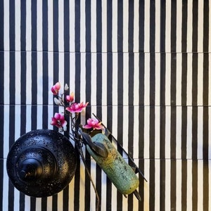 Full Tile Patroon: Pinstripes Black Anti-slip Moroccan Patterned Porcelain Wand en vloertegels afbeelding 3
