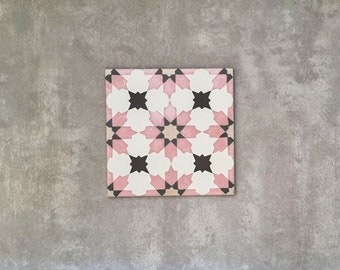 Motif de carrelage complet: Rose rose de Madère, antidérapant marocain victorien motif de porcelaine Carrelage de mur et de sol en ciment