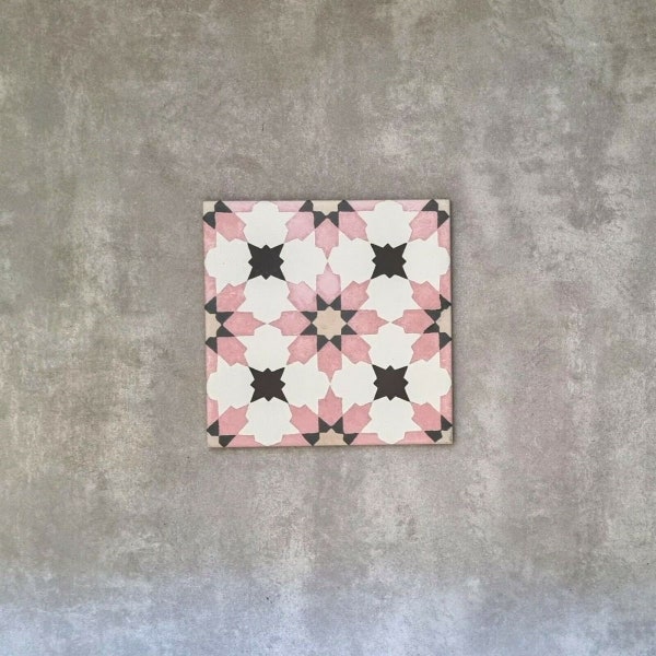 Motif de carrelage complet: Rose rose de Madère, antidérapant marocain victorien motif de porcelaine Carrelage de mur et de sol en ciment