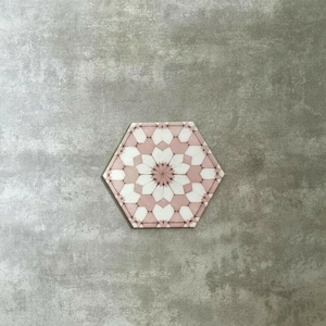 COMPLETE TILE PATTERN: Medina Dusty Pink, Non-slip Moroccan Patterned Porcelain Wall and Floor Tiles Cement Tiles