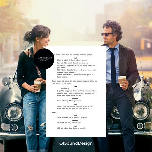 Begin Again Movie Screenplay || "Splitter Scene" Pt. 2 || Movie Script Wall Art