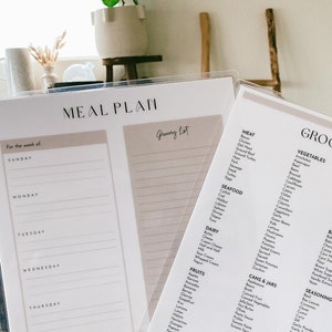 Laminated| Meal Plan & Grocery Index Bundle
