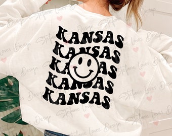 Kansas svg and png, Smiley svg, Smiley Face png, Retro Smiley svg, Kansas svg, Digital Design