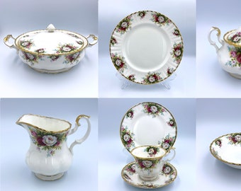 VGC vintage « Celebration » Royal Albert Dinnerware (Floral, Chintz, thé, ensemble, tasse à thé, tasse, soucoupe, bol, gâteau, assiette, Old Country Roses