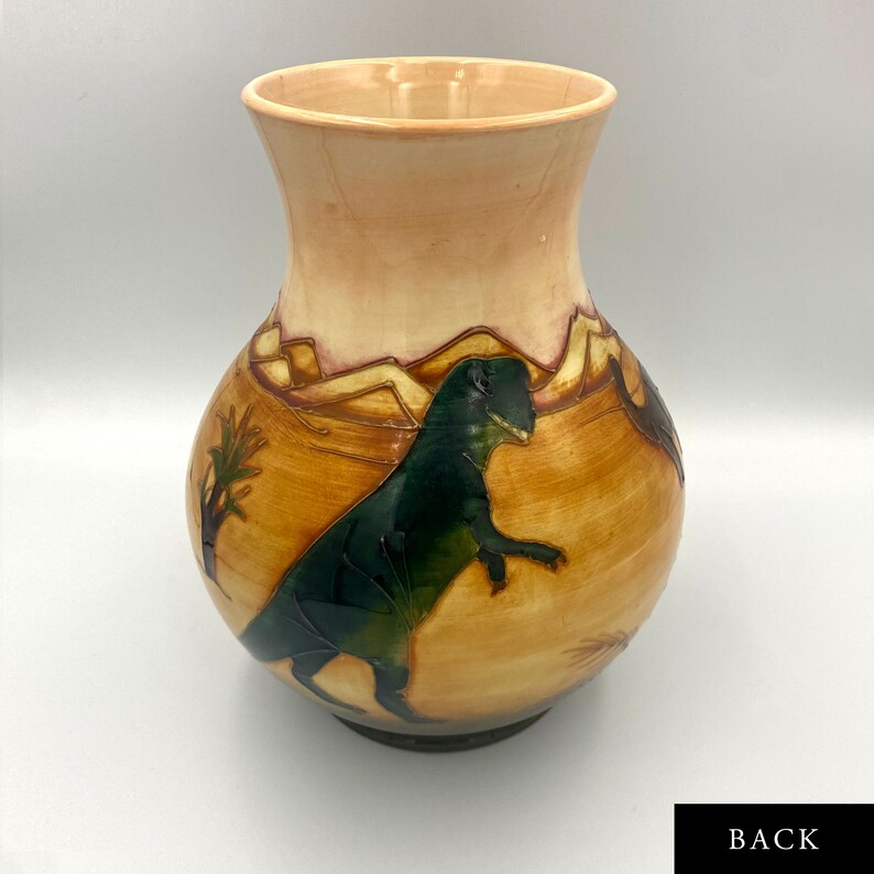 RARE Only 300 Exist 9.5 Moorcroft Trex Dinosaur Vase by Sally Tuffin gift, Pottery, Ceramic