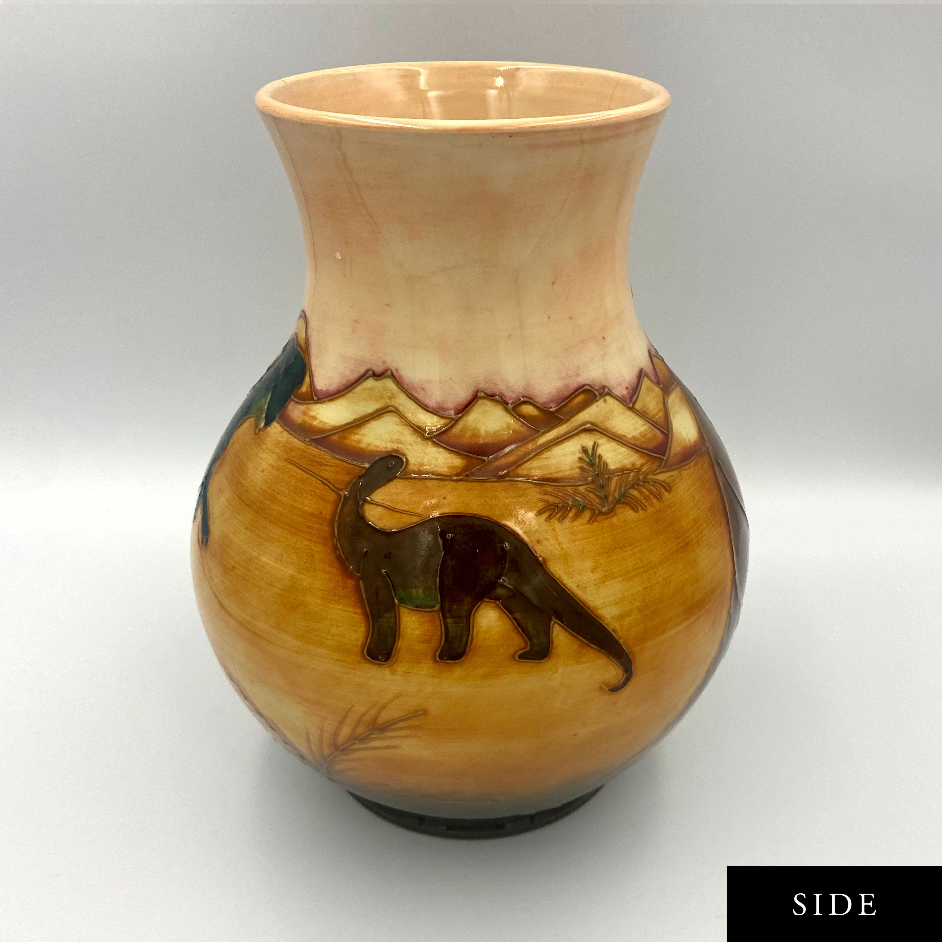 RARE Only 300 Exist 9.5 Moorcroft Trex Dinosaur Vase by Sally Tuffin gift, Pottery, Ceramic