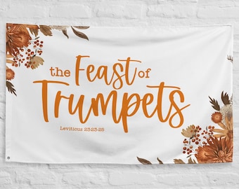 Feast of Trumpets Wall Tapestry, Feast Tapestry, Wall Tapestry Quote, Banner, Large Calligraphy Banner, Biblical Feast Banner FlagFlag