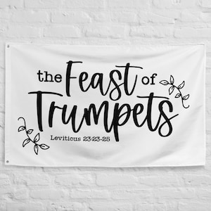 Feast of Trumpets, Yom Teruah Wall Tapestry, Feast Tapestry, Wall Tapestry Quote, Large Calligraphy Banner, Biblical Feast BannerFlag
