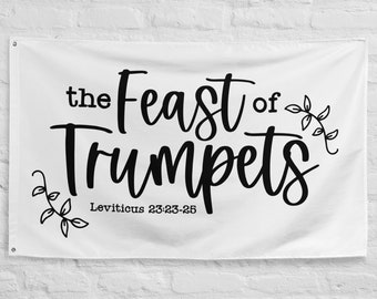 Feast of Trumpets, Yom Teruah Wall Tapestry, Feast Tapestry, Wall Tapestry Quote, Large Calligraphy Banner, Biblical Feast BannerFlag