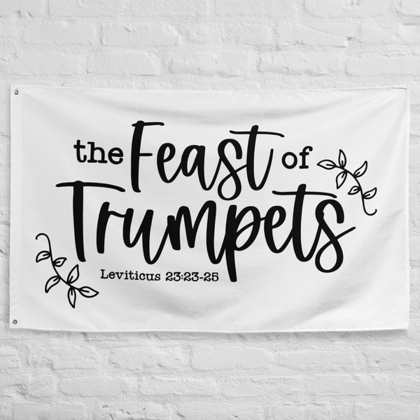 Feast of Trumpets, Yom Teruah Wall Tapestry, Feast Tapestry, Wall Tapestry Quote, Large Calligraphy Banner, Biblical Feast BannerFlag