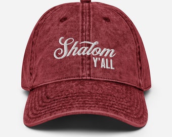 Shalom Y'all Tee Vintage Hat | Retro Messianic Shirt | Graphic Tee | Christian Apparel | Messianic Hat | Vintage Cotton Twill Cap