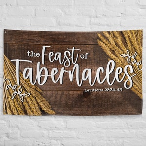 Feast of Tabernacles, Wall Tapestry, Feast Tapestry, Wall Tapestry Quote, Banner, Large Calligraphy Banner, Biblical Feast Banner Flag