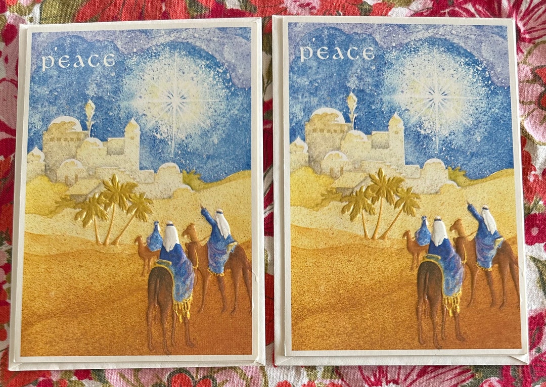 Set of 2 Vintage Unused Christmas Cards With Envelopes Etsy