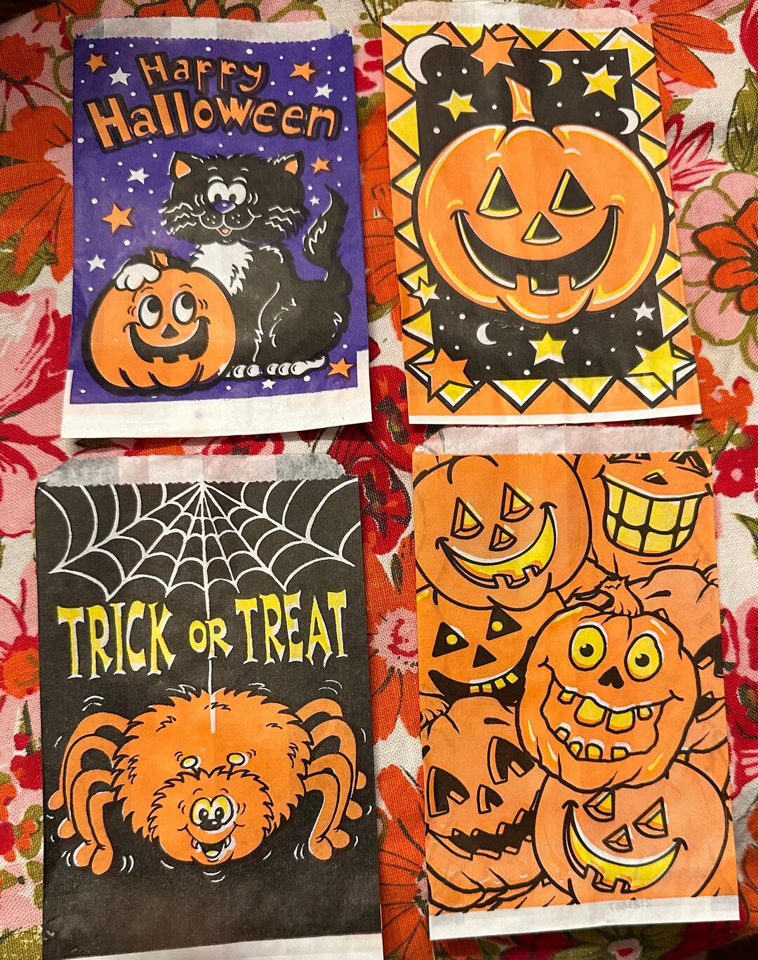 Set of 4 Vintage Halloween Treat Bags Etsy