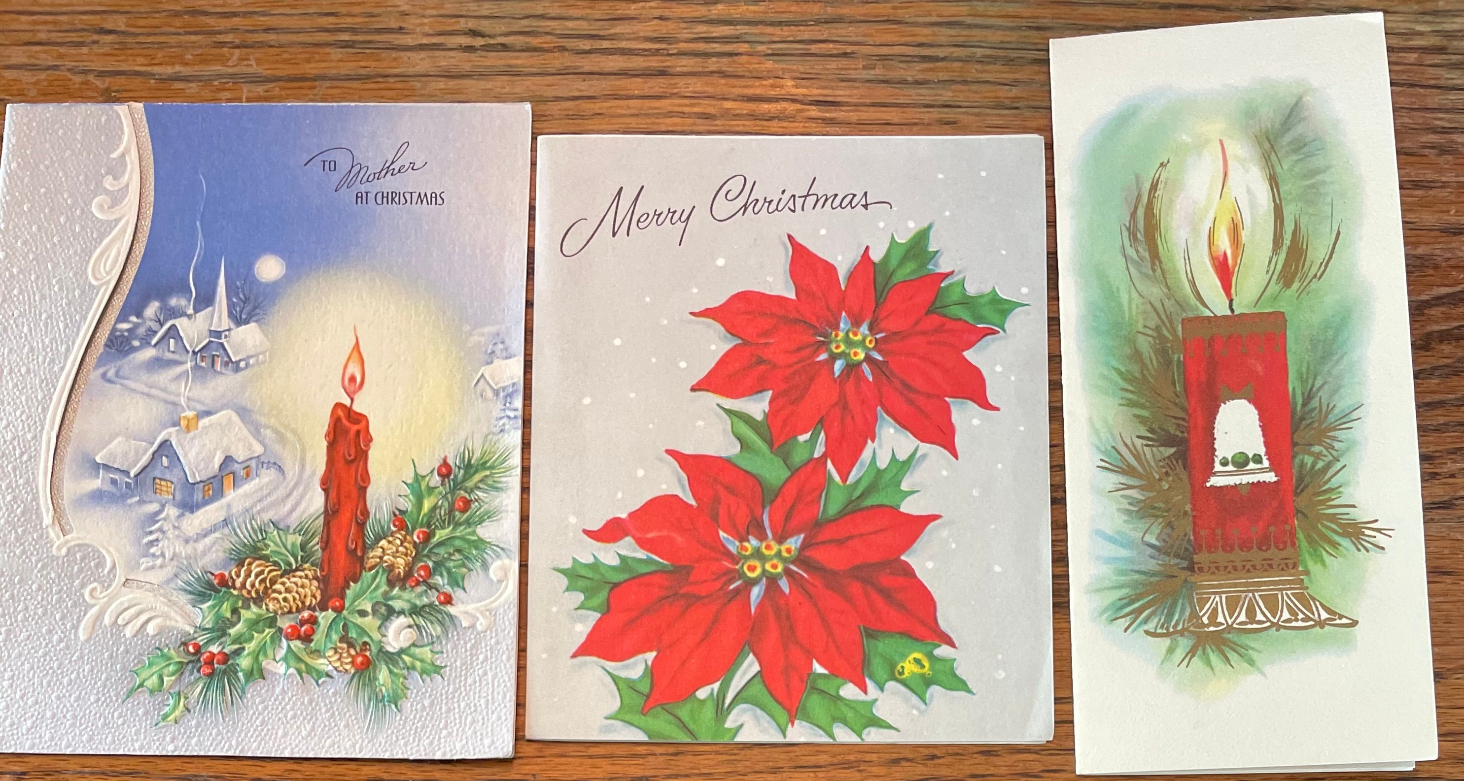 Set of 3 Vintage Unused Christmas Cards Etsy