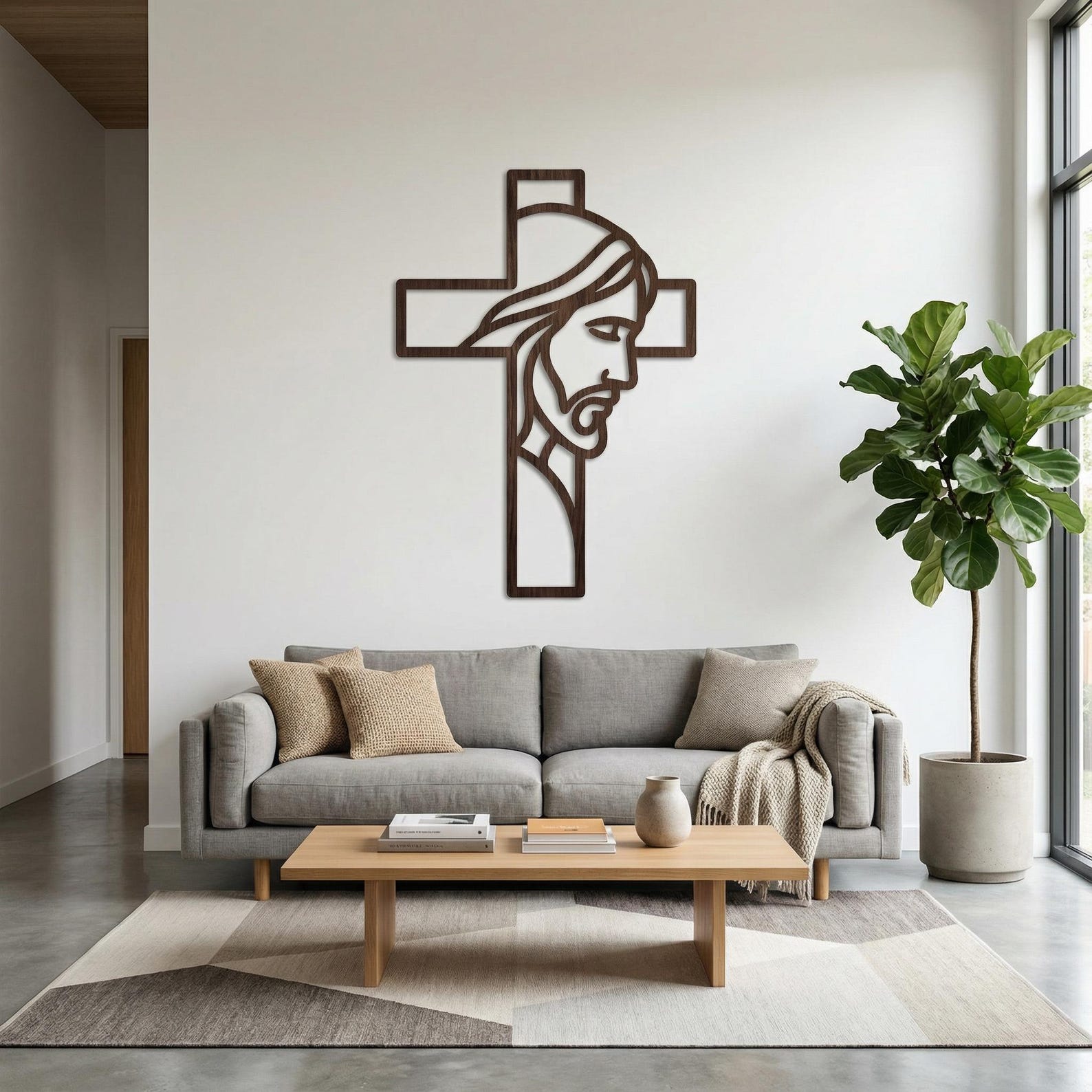 Jesus Face Cross, Christian Wall Art SVG – Laser Cut File for MDF ...