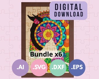 農場の動物パズル SVG バンドル – レーザーカットファイル (デジタルダウンロード)