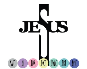 Jesus name cross SVG | Religion | Faith | Cut file | Instant Download | Cricut | Silhouette Sublimation | Svg, Eps, Dxf, Png, PDF design