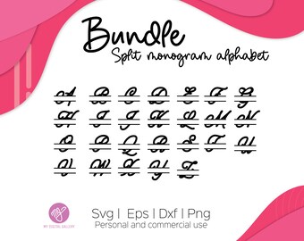 Split Monogram Alphabet SVG Bundle | Cricut, Silhouette (Digital Download)