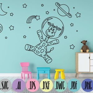 Giraffe in the space SVG | Wall decor svg | Cut file | Instant Download | Cricut | Silhouette Sublimation | Svg, Eps, Dxf, Png, PDF design