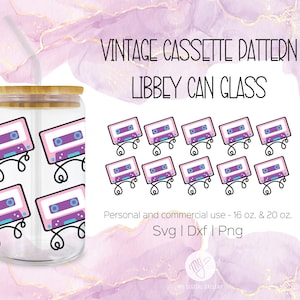 Retro cassette tape SVG 16 & 20 oz Libbey can Glass cut file, Svg, Dxf, Png | Coffee Glass | Cricut and Silhouette