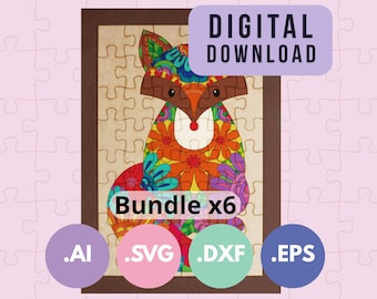Waldtiere Puzzle SVG Bundle - Laser Cut Dateien (Digitaler Download)