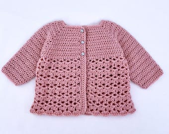 Crochet Baby Cardigan, PDF Pattern in English, Newborn Sweater 0-3 m, 3-6 m, Baby Shower Gift