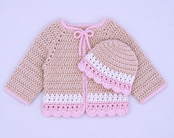 Crochet Baby Girl Set Pattern, PDF in English, 0-6-3 m, 3–6 m Outfit, Baby Shower Gift