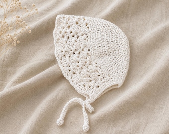 Crochet Baby Bonnet Pattern, English PDF, Newborn Lace Hat, Vintage Style Hat,  DIY Gift
