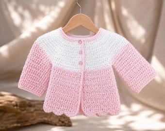 Crochet Baby Cardigan, PDF Pattern in English, Newborn Sweater 0-3 Months, Easy Crochet Coat