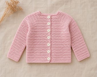 Crochet Classic Baby Cardigan, PDF Pattern in English, Newborn Sweater 0-3 Months, Easy Crochet Coat