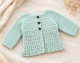 Crochet Baby Cardigan, PDF Pattern in English, Newborn Sweater 0-3 m, 3-6 m, Baby Shower Gift