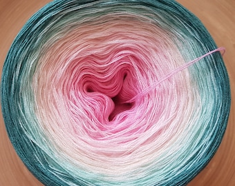 Gradient Ombre Yarn Cake: 3 Ply Cotton Acrylic Blend