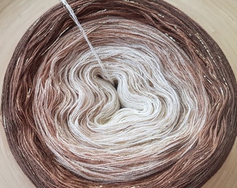 Gradient Ombre Yarn Cake, Cotton Acrylic Blend, Lurex Glitter